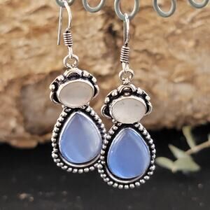 Chic Silver and Blue Teardrop Earrings